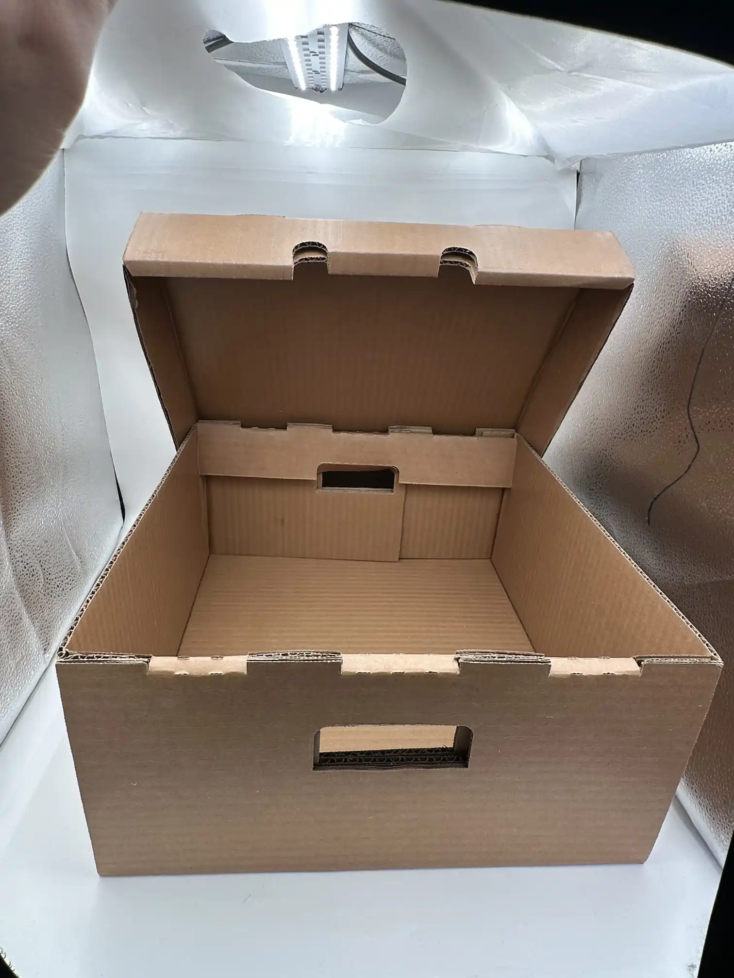 Große Schachtel aus gewachster Wellpappe