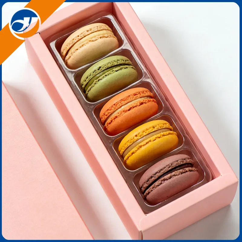 Bedruckte Macaron-Verpackungsboxen mit Trennwand und Fenster