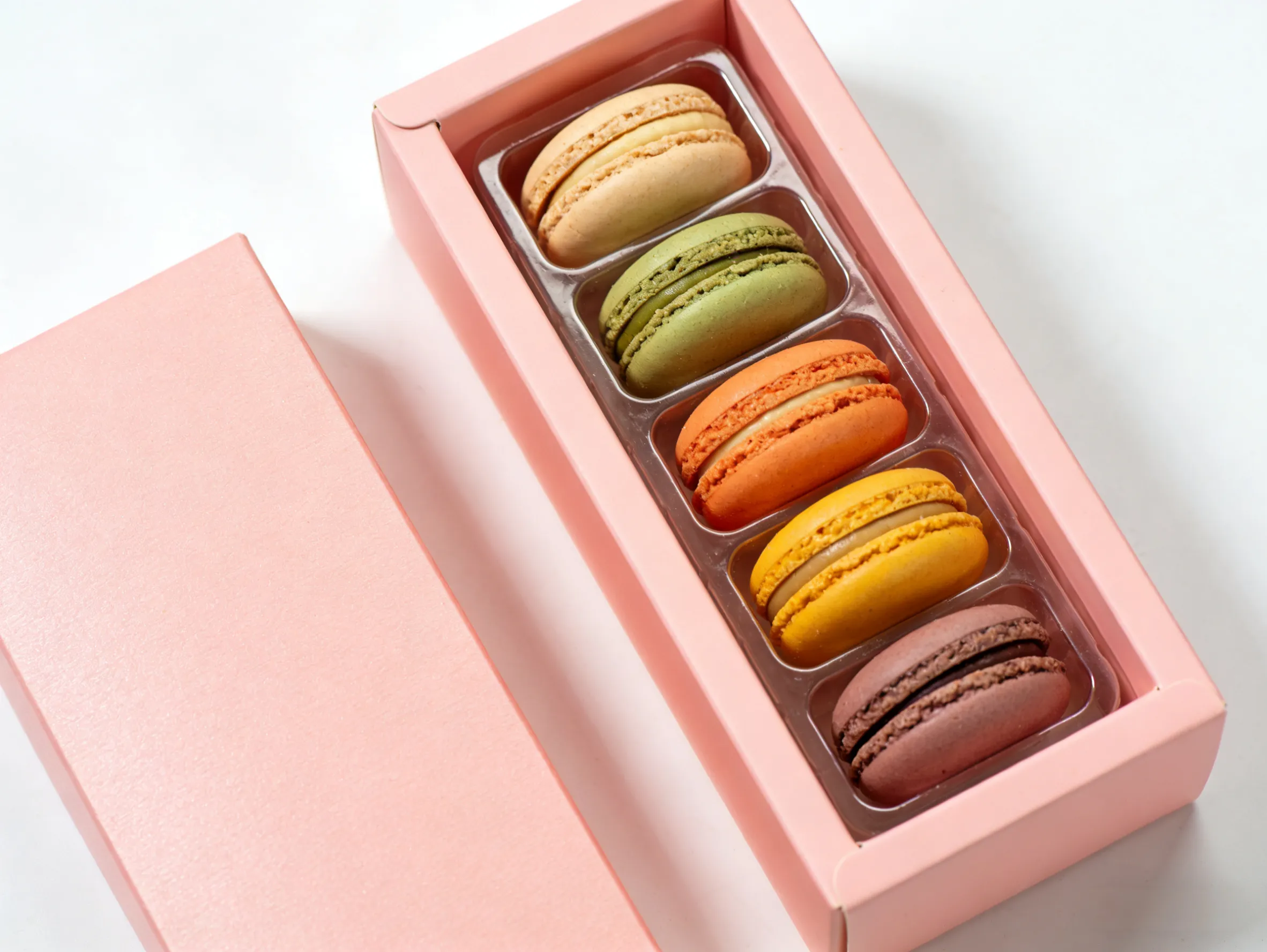 Bedruckte Macaron-Verpackungsboxen mit Trennwand und Fenster